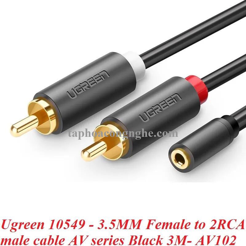 Ugreen 10549 3M màu Xám Cáp âm thanh 2 đầu Bông sen sang 3.5mm AV102 30010549
